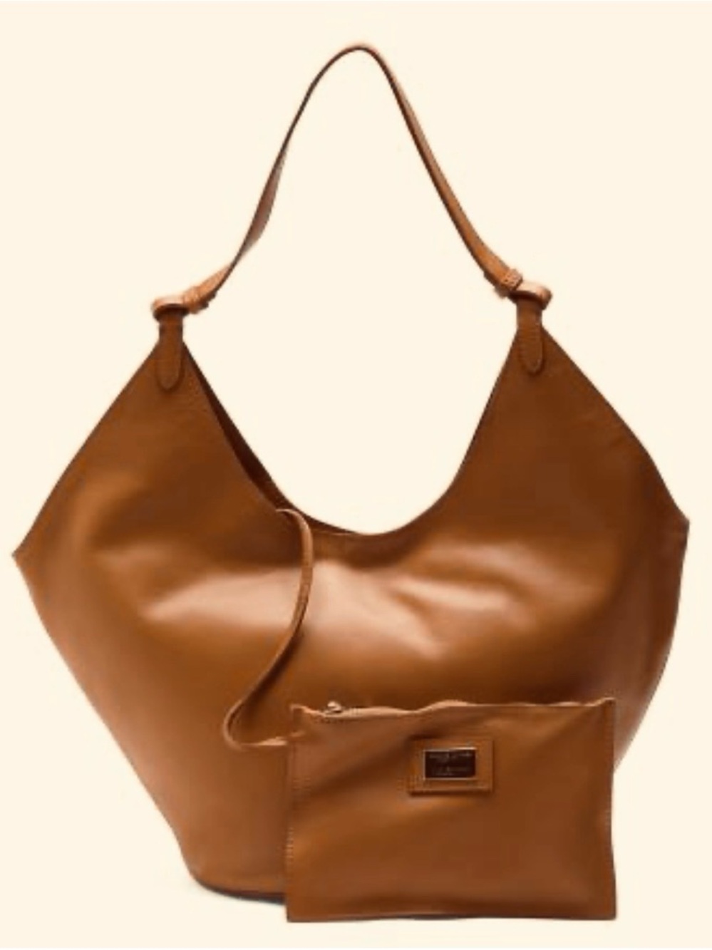 Viola Castellani Luxurious, Soft Leather Dark Tan Hobo Shoulder Bag W/Pouch NWT